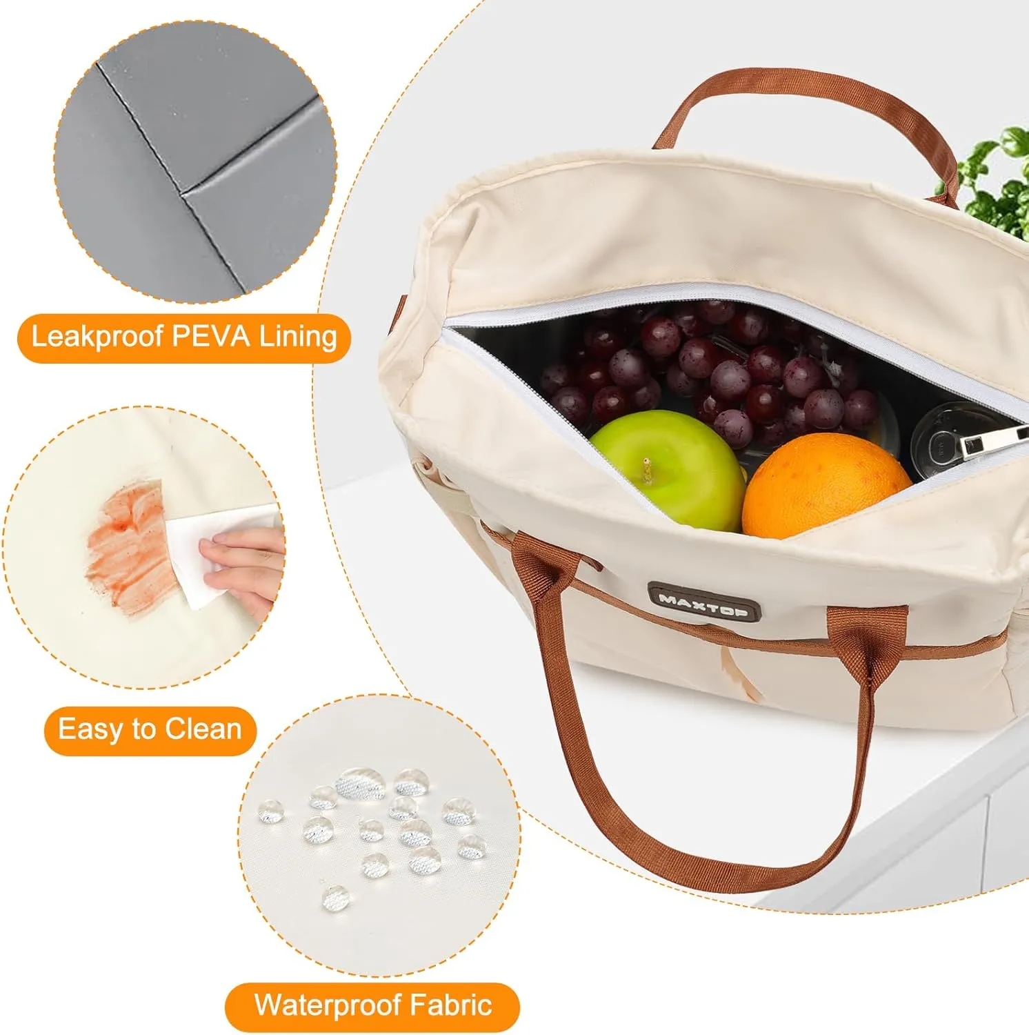 MAXTOP Lunch Bag Women for Work Insulated Thermal Lunch Box with Wide-Open Pocket Reusable Leakproof Cooler Bags with Removable Shoulder Strap for Teacher Nurse Office Picnic Travel