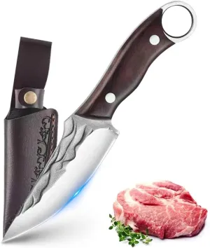 Meat Cleaver,Cleaver Knife, 4 Inch Kitchen Knife Handmade Boning Knife Multifunction Chef Knife Meat Cleaver Butcher Knife Meat Cleaver Kitchen With Sheath, ZJH9658