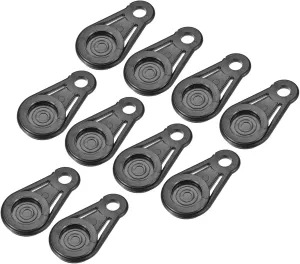 MECCANIXITY Tarp Grabbers Tent Clips Plastic Round Movable Snaps for Outdoor Camping Awning Banner Cover, Black Pack of 16