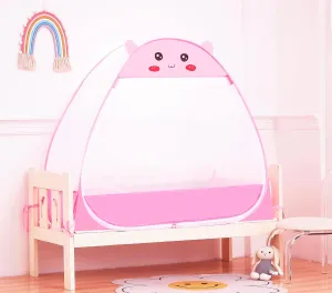 Mengersi Baby Crib Tent,Pop Up Crib Tent to Keep Baby in,Lovely Toddler Crib Net Mosquito Net Safe and Breathable,Installation Convenience,Pink