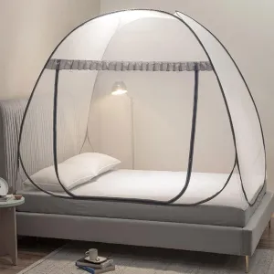 Mengersi Mosquito Net Pop Up Tent for Bed,Bed Canopy with Net Bottom,Mosquito Netting Bed Tent,Bed,Suit for Indoor Outdoor,Camping Tent,Insect Screen(Full/Queen, Gray)
