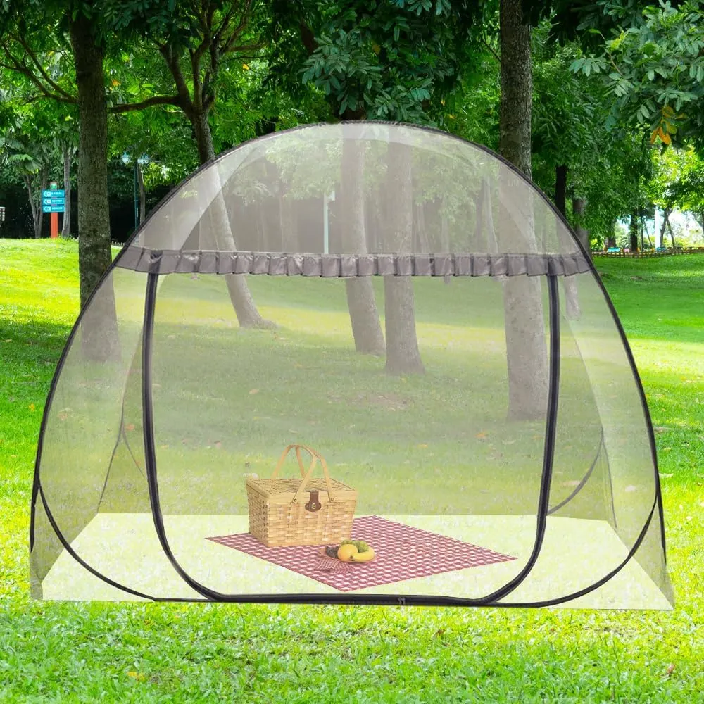 Mengersi Mosquito Net Pop Up Tent for Bed,Bed Canopy with Net Bottom,Mosquito Netting Bed Tent,Bed,Suit for Indoor Outdoor,Camping Tent,Insect Screen(Full/Queen, Gray)