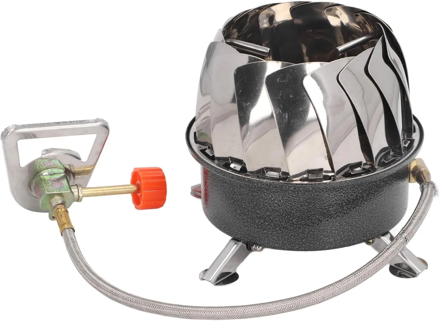 Mini Camping Stove, Mini Camping Stove Folding Stable Support Wind Resistant High Efficiency Portable Gas Stove for Outdoor Hiking Black (Round with Tube Buckle), SIXRUNg54ck0p9qu-12