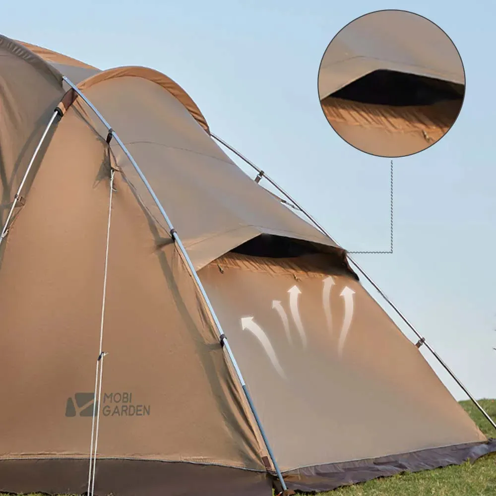 MOBI GARDEN Camping Tunnel Tent – Windproof & Rainproof 4-Season Shelter