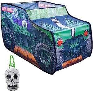 Monster Jam Grave Digger Pop Up Tent – Monster Truck Playhouse for Kids | Removable Skull Key Fob with Vehicle Sounds | Car Toys for Toddlers – Sunny Days Entertainment