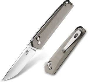 MOSSY OAK Folding Pocket Knife, 3.5-Inch D2 Steel Drop Point Blade, G10 Handle, Small EDC Knife with Belt Clip for Camping, Hiking (Brown)