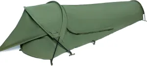 MT Military Hideaway Bivy Cover Stealth Compact Single-Pole Hooped Tent for Modular Sleeping Bags with Mosquito Bug Net Mesh,Waterproof Breathable Outer Shell, Minimalist Shelter