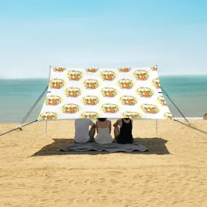 Mug with Foam Beer Retro Beach Canopy Tent Anti-UV & Wind Resistant, Camping Sun Shelter Easy Setup Portable,Outdoor Shade Tents with Sandbags,Sand Shovels,Ground Pegs & Stability Poles