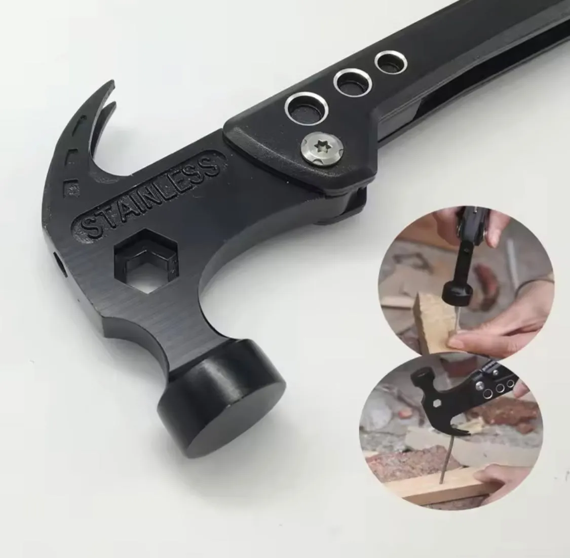 Multifunctional Claw Hammer, Stainless Steel Hammer With Knife And Screwdriver, Outdoor Portable Folding Plier