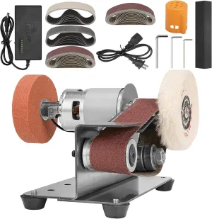 Multifunctional Electric Knife and Tool Sharpener, 7-Adjustable Speed Knife Making Belt Grinder Knife Sharpening System - For Hunting, Serrated & Kitchen Knives, Wood, Plastic, Crafts