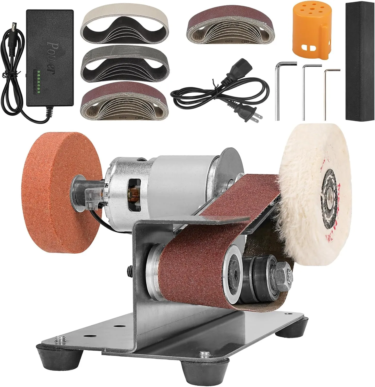 Multifunctional Electric Knife and Tool Sharpener, 7-Adjustable Speed Knife Making Belt Grinder Knife Sharpening System - For Hunting, Serrated & Kitchen Knives, Wood, Plastic, Crafts