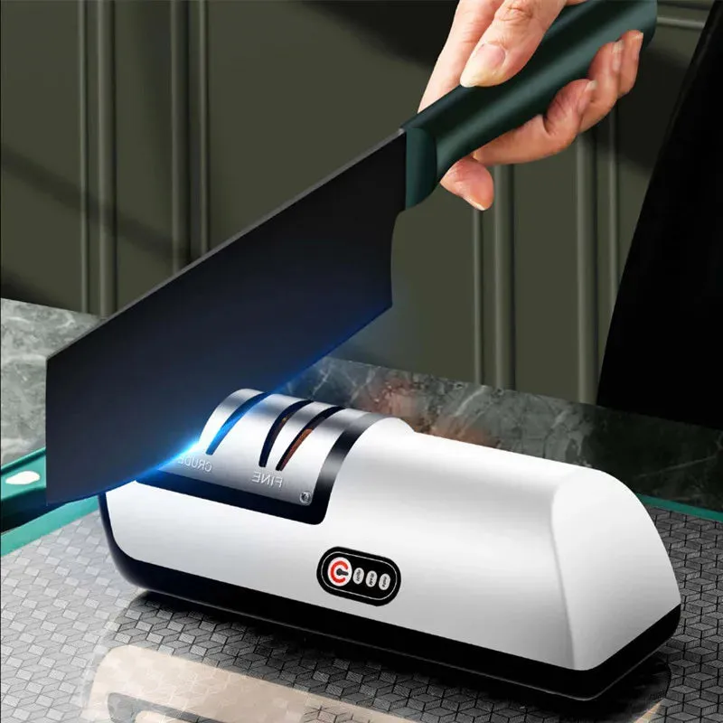 Multifunctional Electric Knife Sharpener – 4-Speed Automatic Blade Tool for Kitchen Chefs & Home Cooks