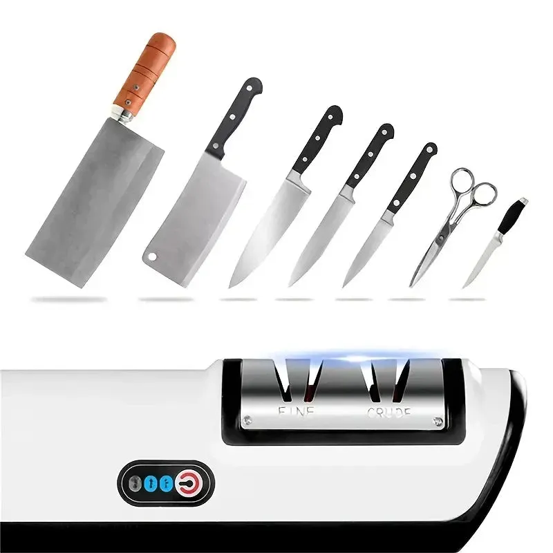 Multifunctional Electric Knife Sharpener – 4-Speed Automatic Blade Tool for Kitchen Chefs & Home Cooks
