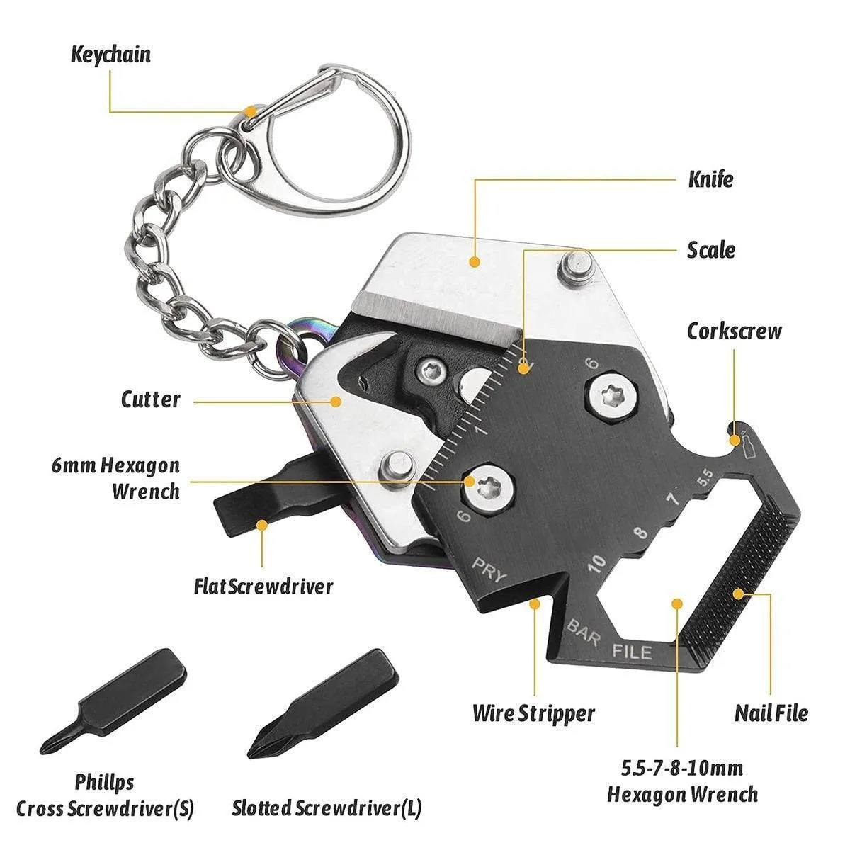 Multifunctional Hexagon Pocket Knife Outdoor Mini Tool Survival EDC Gear Kit