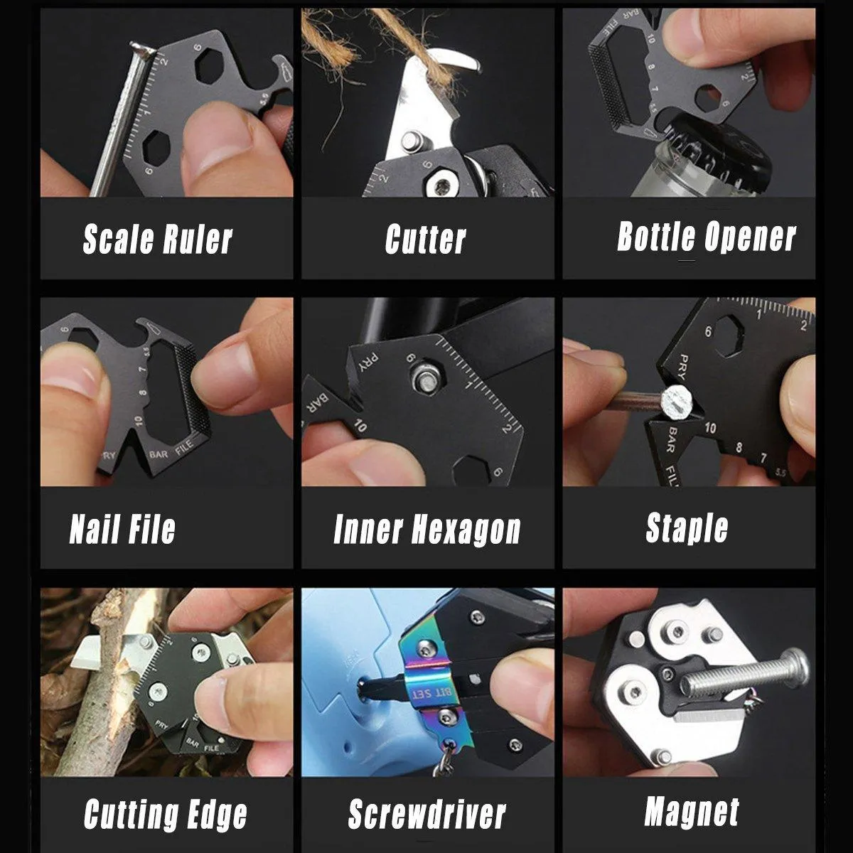 Multifunctional Hexagon Pocket Knife Outdoor Mini Tool Survival EDC Gear Kit