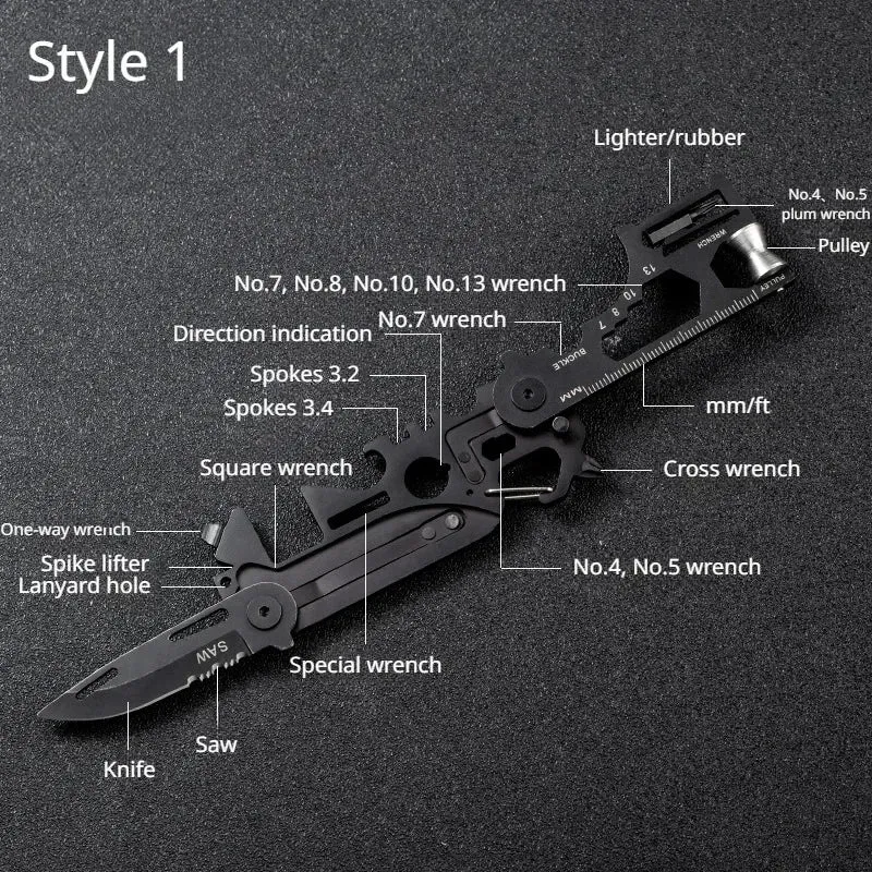 Multifunctional Outdoor Tool Card Stainless Steel for Camping and Hiking