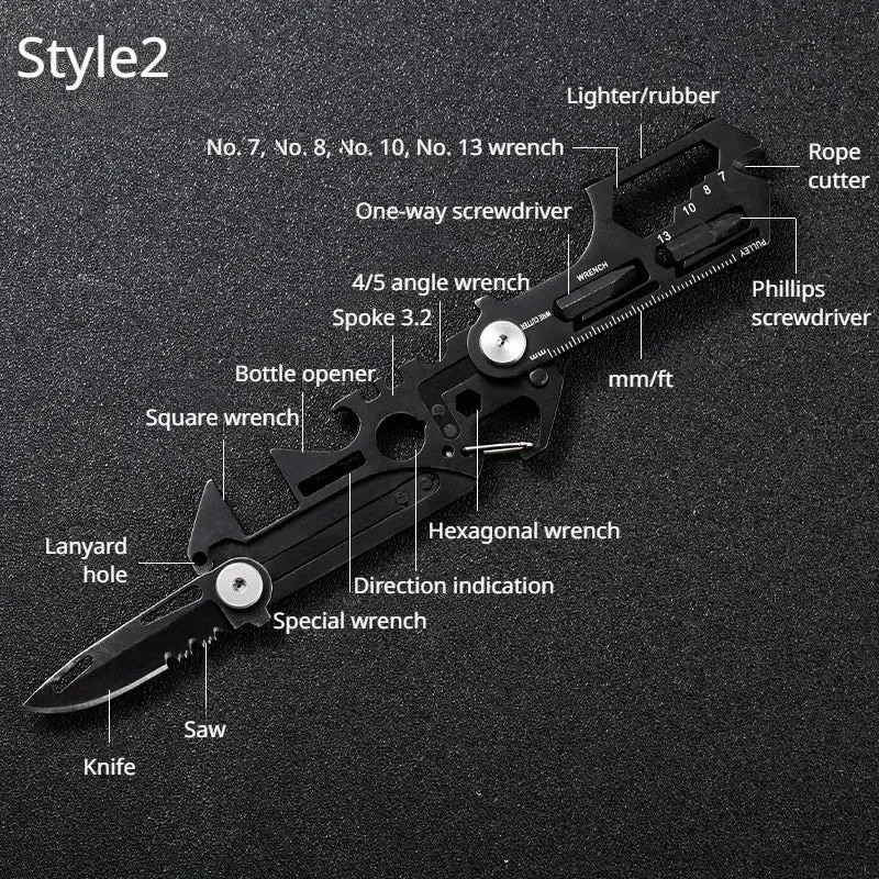 Multifunctional Outdoor Tool Card Stainless Steel for Camping and Hiking