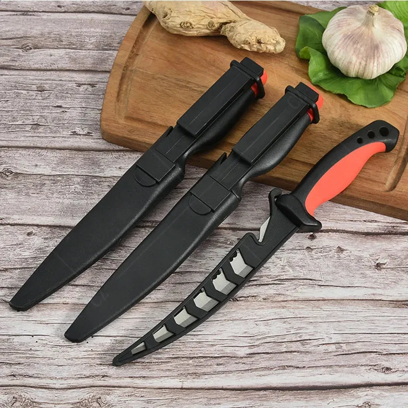 Multifunctional Stainless Steel Fish Filleting Knife Sharp Butcher Knife Scissor Fruit Slicing Knife Meat Cleaver Chef Knife