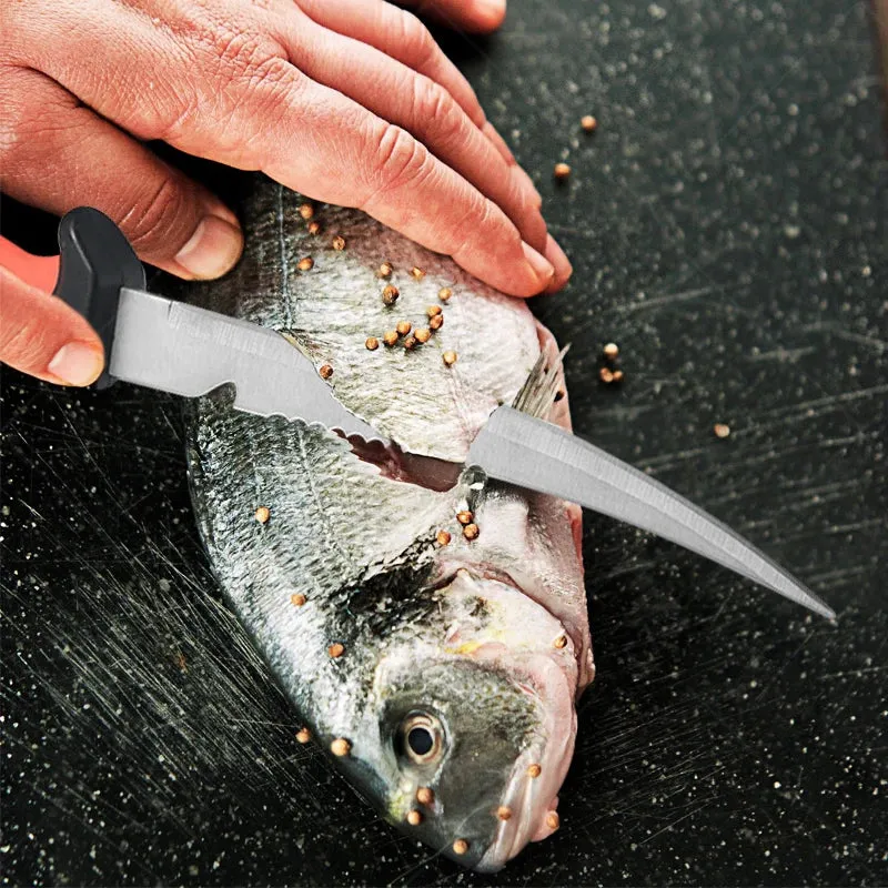 Multifunctional Stainless Steel Fish Filleting Knife Sharp Butcher Knife Scissor Fruit Slicing Knife Meat Cleaver Chef Knife