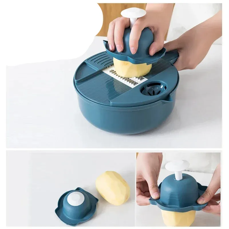 Multifunctional Vegetable Cutter – 12-in-1 Chopper and Shredder for Efficient Meal Prep