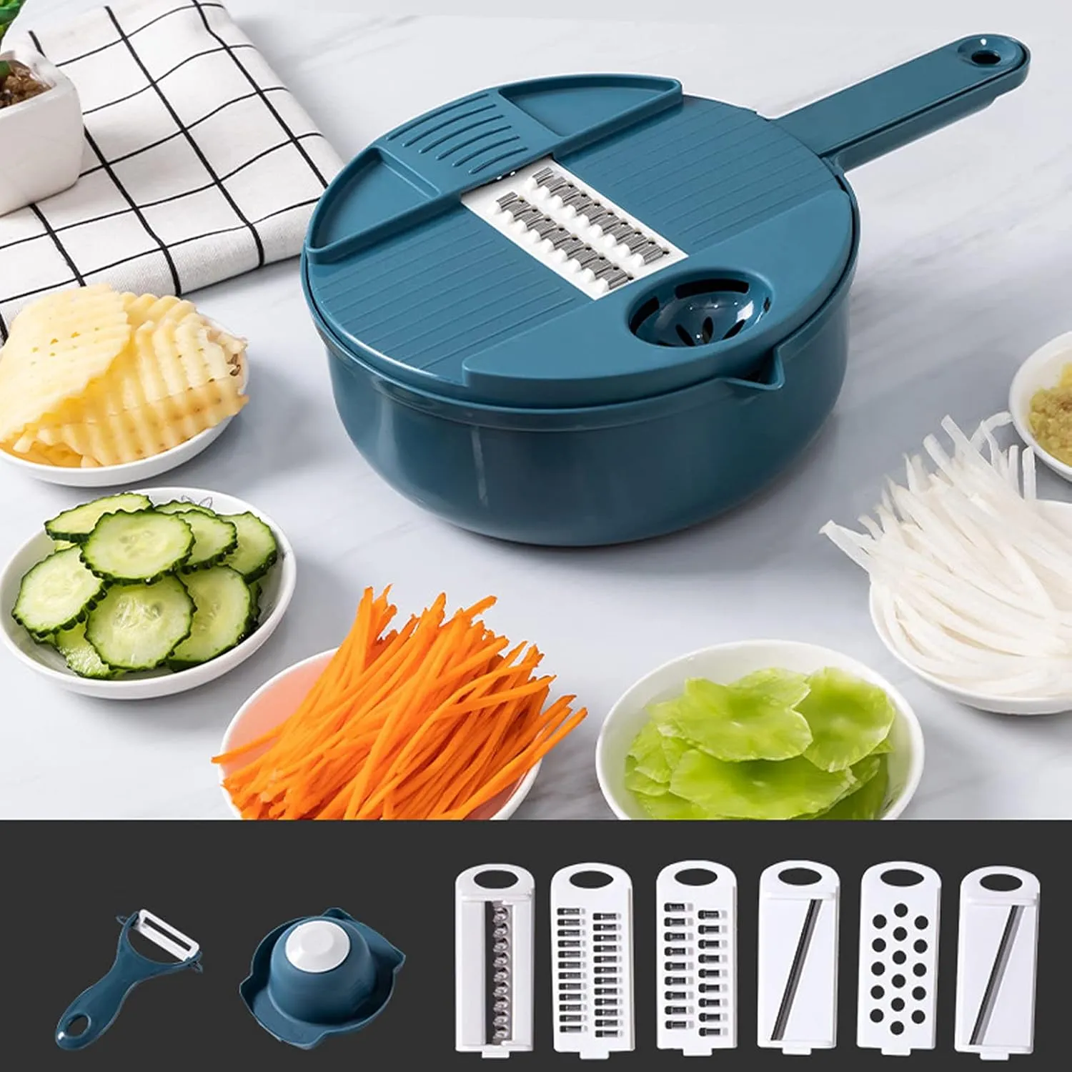 Multifunctional Vegetable Cutter – 12-in-1 Chopper and Shredder for Efficient Meal Prep