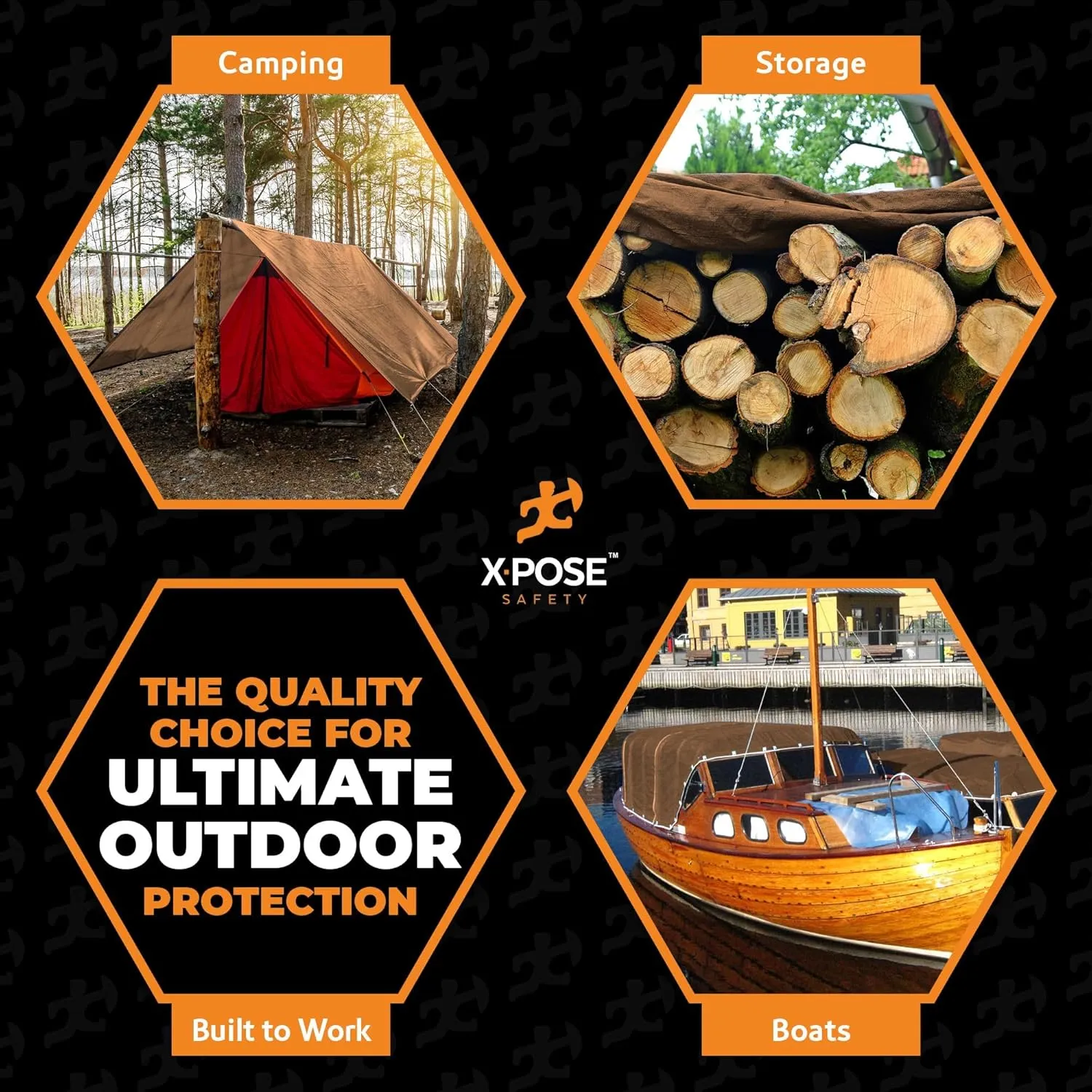 Multipurpose Protective Cover Brown Poly Tarp 8' x 10' - Durable, Water Resistant, Weather Resistant - 5 Mil Thick Polyethylene - by Xpose Safety - by Xpose Safety