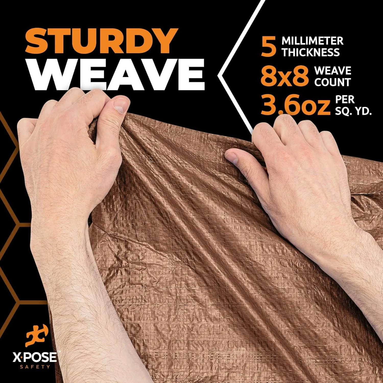 Multipurpose Protective Cover Brown Poly Tarp 8' x 10' - Durable, Water Resistant, Weather Resistant - 5 Mil Thick Polyethylene - by Xpose Safety - by Xpose Safety