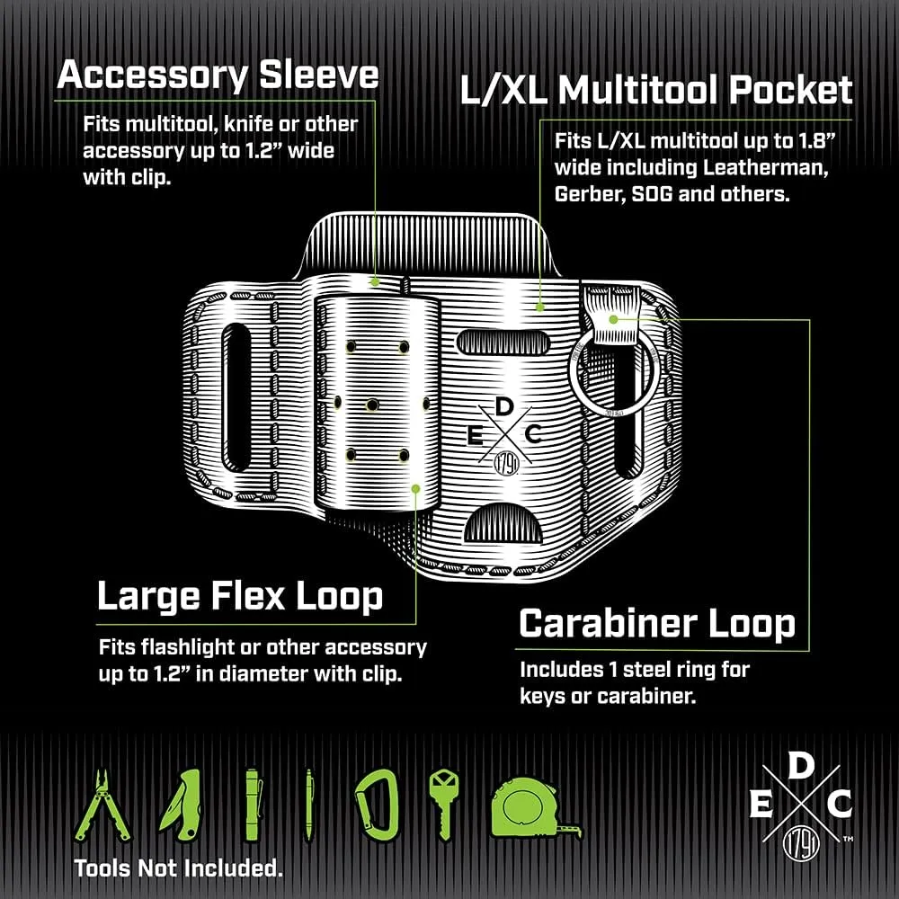 Multitool & Flashlight Holster, Leather EDC Organizer Belt Pouch Fits Multitool, Knife, Flashlight, Keys - Compatible with Heavy Duty Leatherman, Gerber, SOG