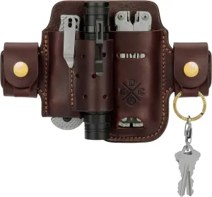 Multitool & Flashlight Holster, Leather EDC Organizer Belt Pouch Fits Multitool, Knife, Flashlight, Keys - Compatible with Heavy Duty Leatherman, Gerber, SOG
