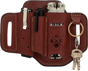 Multitool Sheath, Leather EDC Organizer, Belt Pouch Fits Multitool, Knife, Pen, Keys - Compatible with Heavy Duty Leatherman, Gerber and SOG