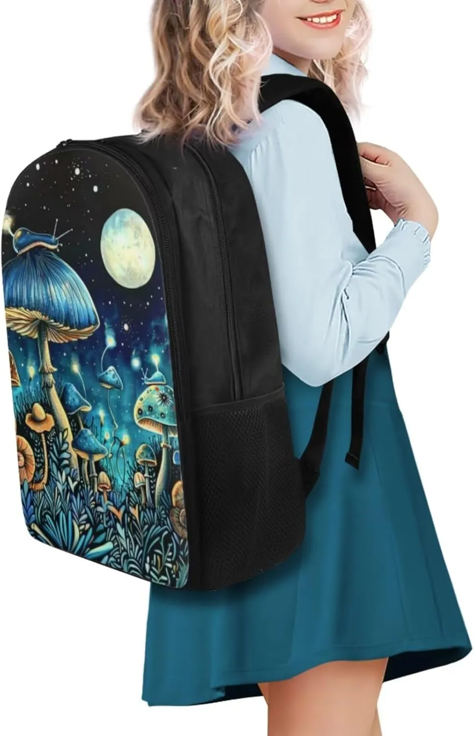 Mushroom Backpack for School Girls Backpack with Lunch Box and Soft Pencil Case 3PCS Set 17 inch Sturdy Bookbag for Kids Boys Large Capacity School Bag with Compartments School Supplies Set