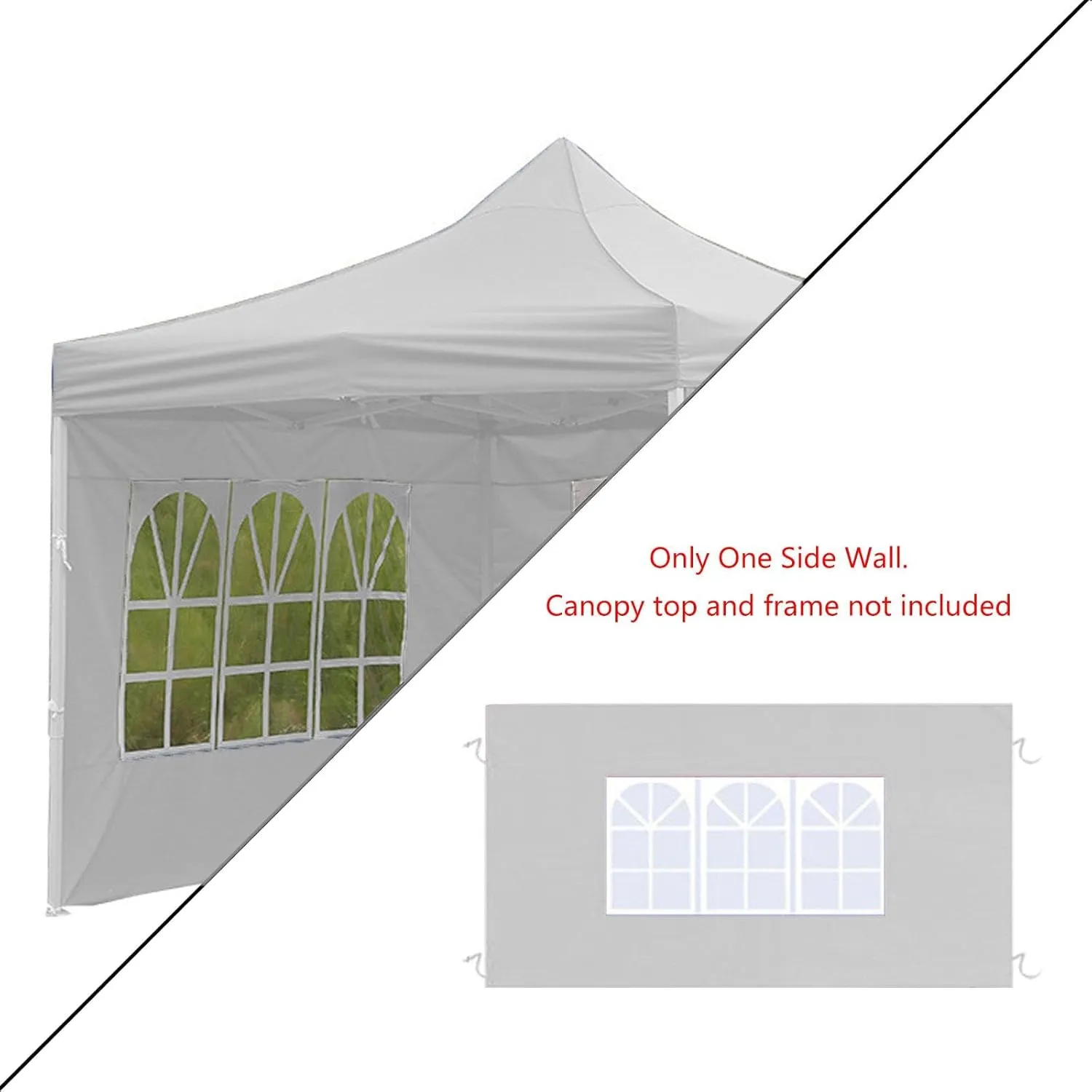 MYCENSE Canopy Tent Sidewall Side Wall Tarp 300 cm x 200 cm Portable Sunwall with Window for Camping Awning Shade Party Wedding, White