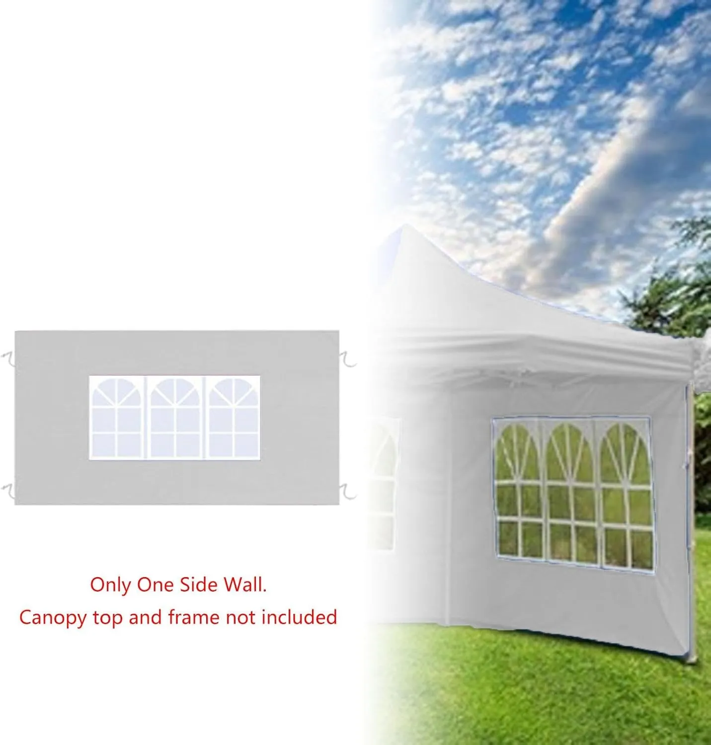 MYCENSE Canopy Tent Sidewall Side Wall Tarp 300 cm x 200 cm Portable Sunwall with Window for Camping Awning Shade Party Wedding, White