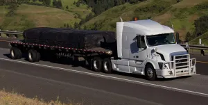 Mytee Products 24' x 18' Flatbed Trailer 14 Oz Lightweight 3 Piece Lumber Tarp with 8 FT Drop - Heavy Duty Black Vinyl Waterproof Tarp for Truck/Trailers to Protect Cargo from Wind, Rain, Snow and Sun