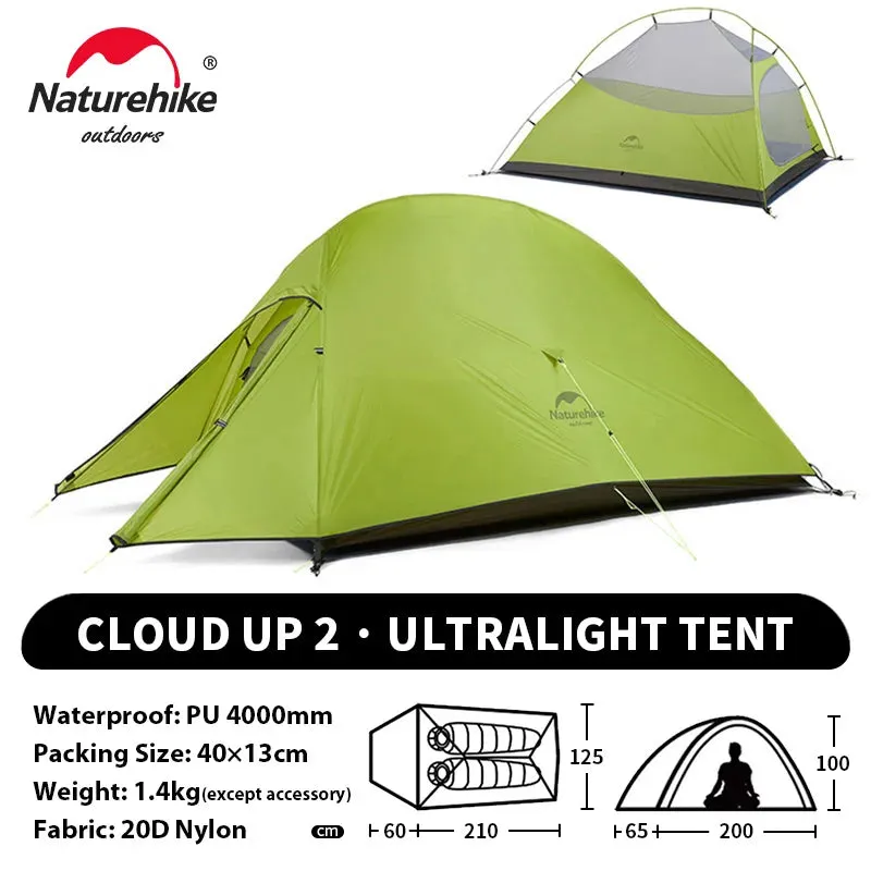NATUREHIKE Cloud Up 2 Ultralight Waterproof Trekking Tent for Two-Person Camping & Hiking
