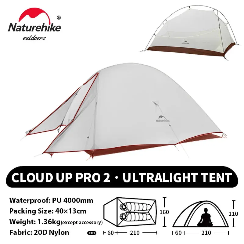 NATUREHIKE Cloud Up 2 Ultralight Waterproof Trekking Tent for Two-Person Camping & Hiking
