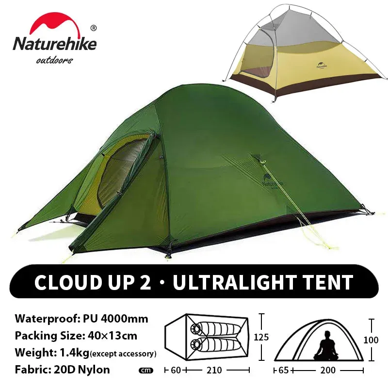 NATUREHIKE Cloud Up 2 Ultralight Waterproof Trekking Tent for Two-Person Camping & Hiking