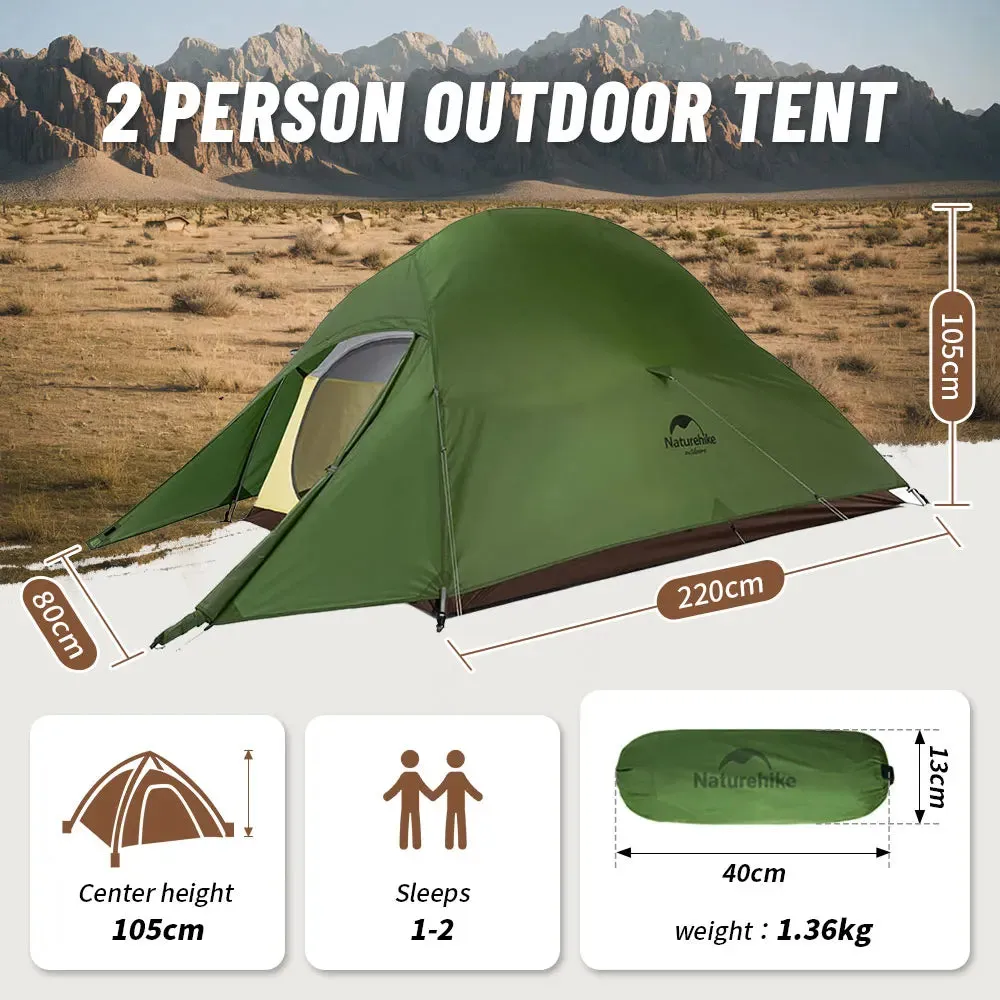 NATUREHIKE Cloud Up 2 Ultralight Waterproof Trekking Tent for Two-Person Camping & Hiking