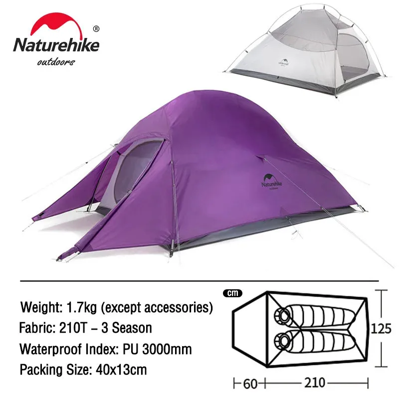 Naturehike Cloud Up Ultralight Camping Tent - 1, 2, or 3 Person Waterproof Tent
