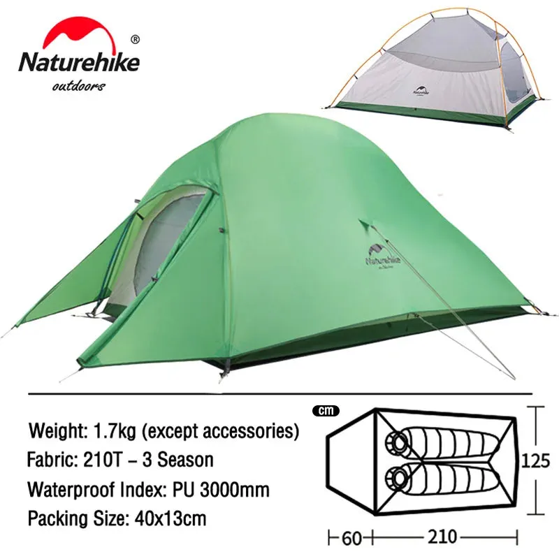 Naturehike Cloud Up Ultralight Camping Tent - 1, 2, or 3 Person Waterproof Tent