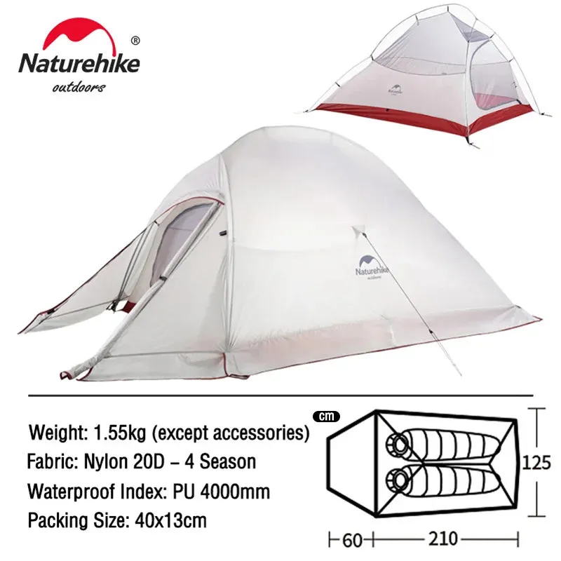 Naturehike Cloud Up Ultralight Camping Tent - 1, 2, or 3 Person Waterproof Tent