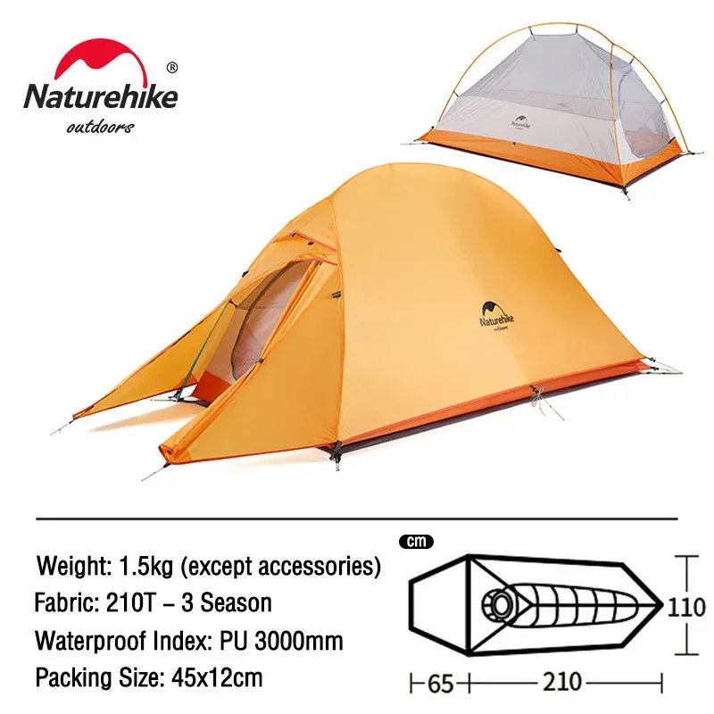 Naturehike Cloud Up Ultralight Camping Tent - 1, 2, or 3 Person Waterproof Tent