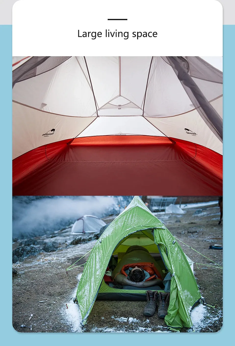 Naturehike Cloud Up Ultralight Camping Tent - 1, 2, or 3 Person Waterproof Tent