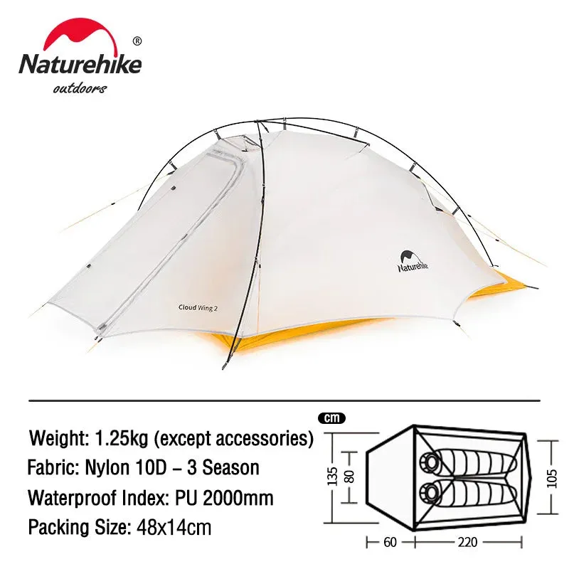 Naturehike Cloud Up Ultralight Camping Tent - 1, 2, or 3 Person Waterproof Tent