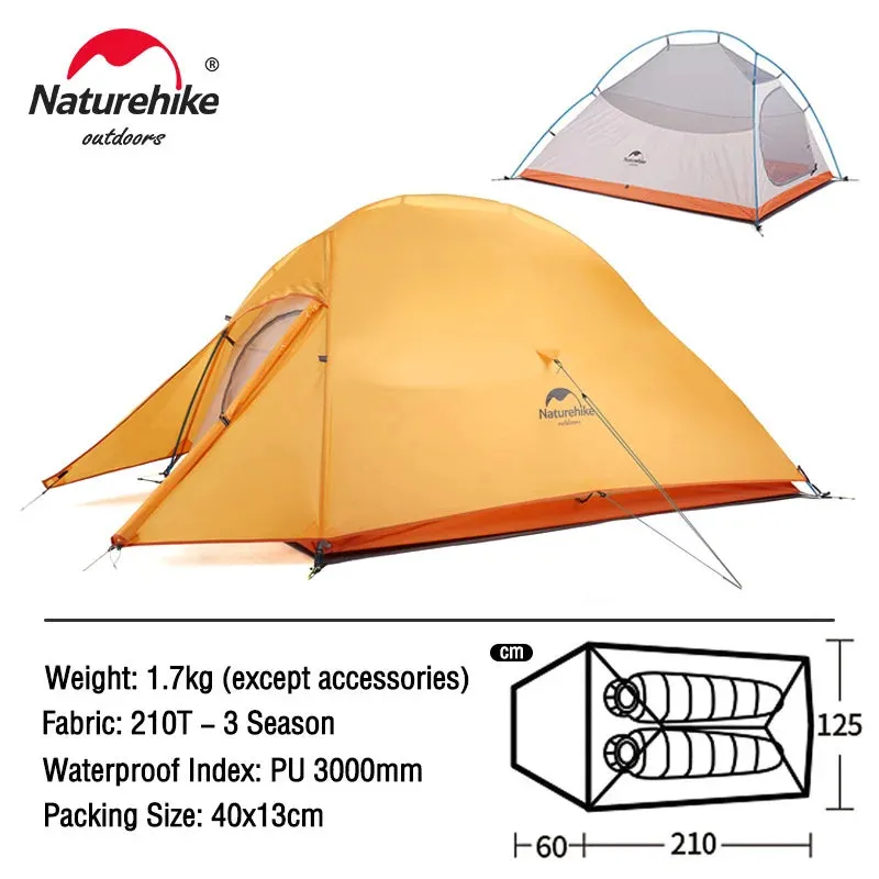 Naturehike Cloud Up Ultralight Camping Tent - 1, 2, or 3 Person Waterproof Tent