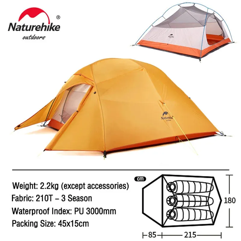 Naturehike Cloud Up Ultralight Camping Tent - 1, 2, or 3 Person Waterproof Tent