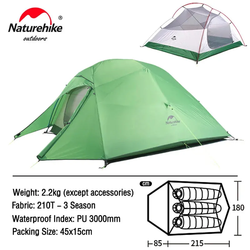 Naturehike Cloud Up Ultralight Camping Tent - 1, 2, or 3 Person Waterproof Tent