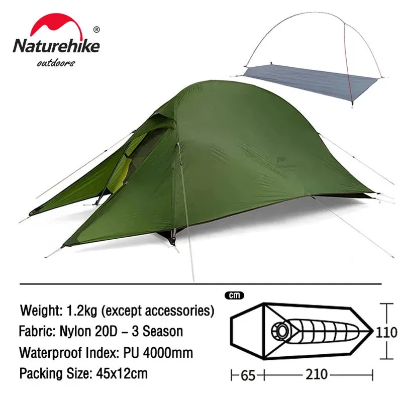 Naturehike Cloud Up Ultralight Camping Tent - 1, 2, or 3 Person Waterproof Tent