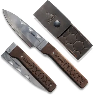 nCamp Elite Chef Folding Knife, Classic Western Camping Knife with Damascus Steel Blade, Sturdy Walnut Handle