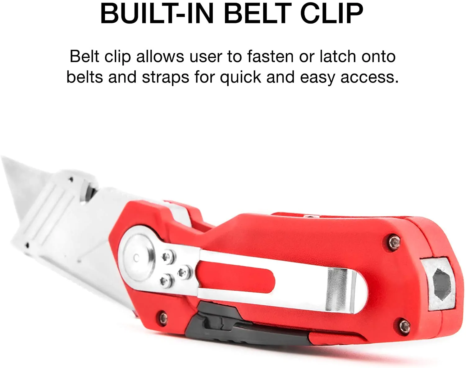 NEIKO 00678A 4-In-1 Folding Utility Knife Box Cutter Knives & Wire Stripper, Tool Hex Bit Holder Utility Work Knife & Bit Storage, Carpet Knife, Heavy Duty Box Cutter, Great work knife for men & women